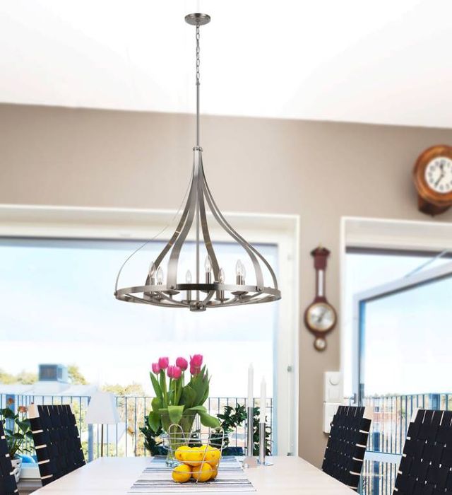Cal® Lighting & Accessories Meridian 8-Light Brushed Steel Chandelier-1