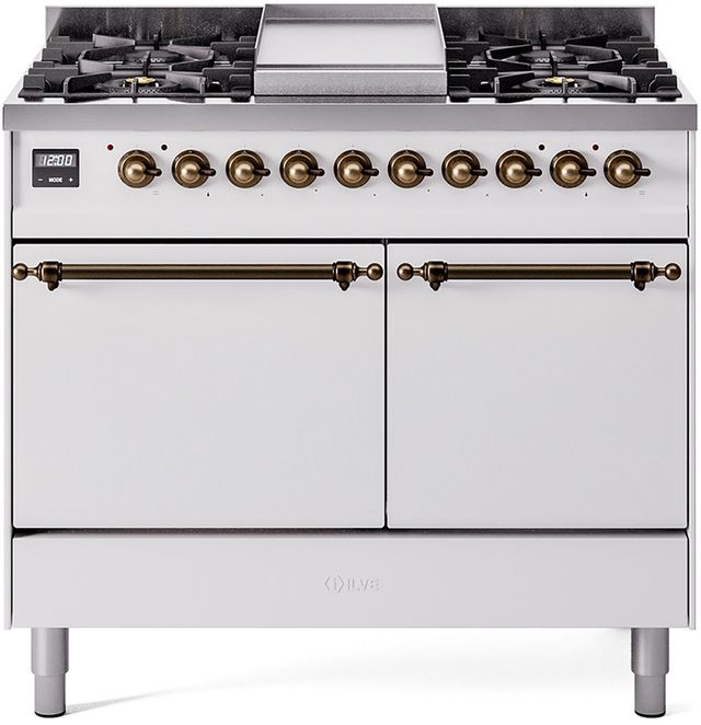 Ilve® Nostalgie II Series 40" White Pro Style Dual Fuel Range-0