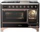 Ilve® Majestic III 48" Glossy Black Pro Style Dual Fuel Liquid Propane Range with Triple Glass Door and Copper Trim-2