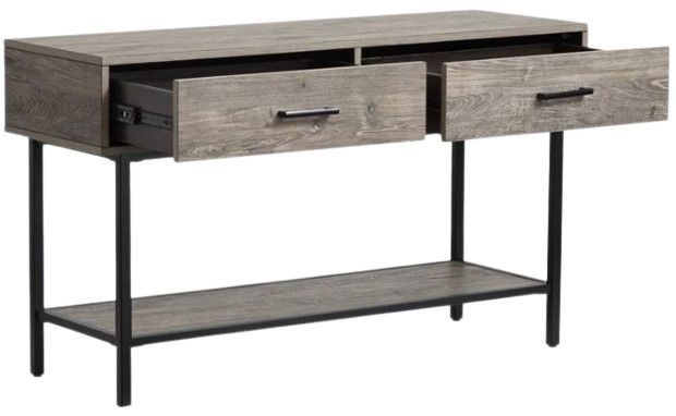 Magnussen Home® Fenwick Whitetail Brown Rectangular Sofa Table with Matte Black Base-2