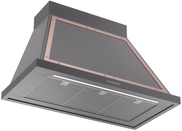 Ilve® Nostalgie II Noblesse 40" Graphite Matte Wall Mounted Range Hood with Copper Trim-1