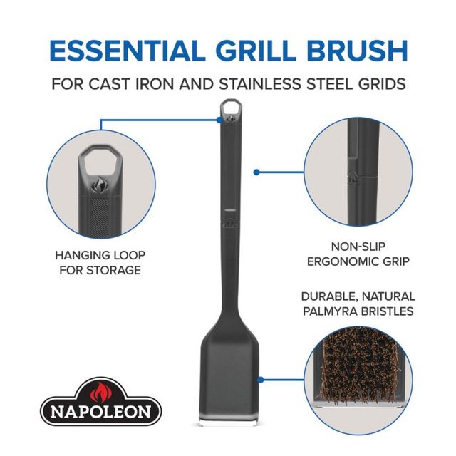 Napoleon Black Grill Brush with Palmyra Bristles-4