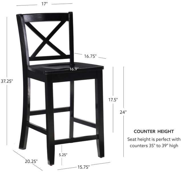 Linon Torino Black X-Back Counter Stool-2