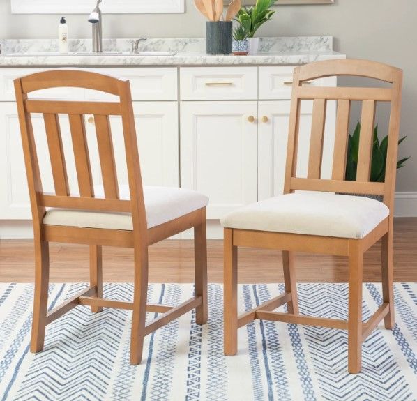 Linon Demi 2-Piece Beige/Brown Dining Chair Set-1