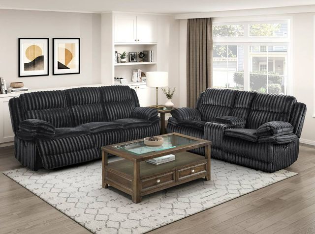 Homelegance® Goodland Black Manual Double Reclining Sofa-1