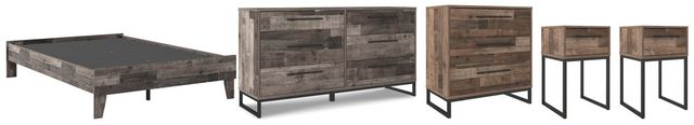 Signature Design by Ashley® Neilsville 5-Piece Multi Gray Full Platform Bed Set-0