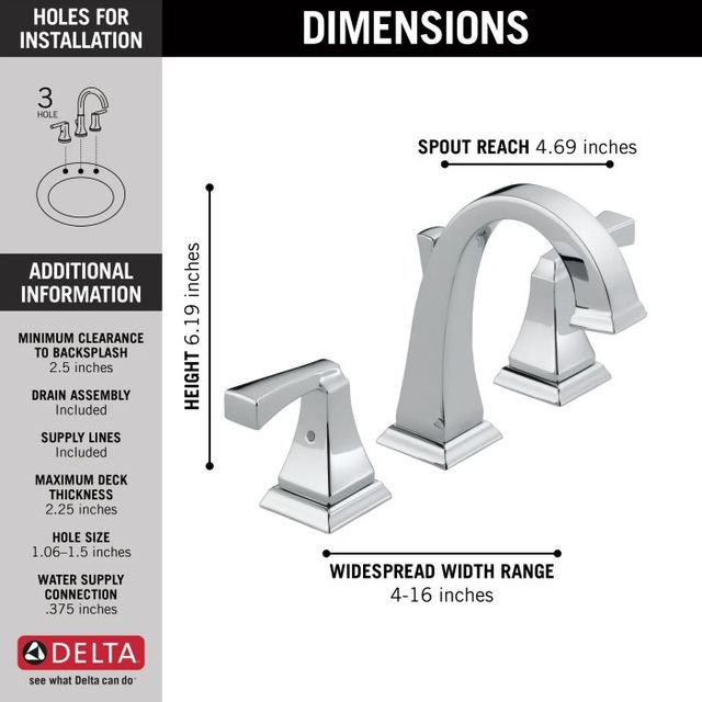 Delta Dryden® Chrome 2-Handle Widespread Bathroom Faucet-1