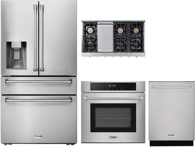Thor Kitchen® 4 Piece Stainless Steel Gas Kitchen Package-0