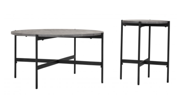 Zuo® Modern Malo 2-piece Gray Coffee Tables with Black  Metal Base -3