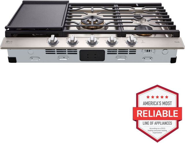 LG Studio 36" EasyClean® Stainless Steel Gas Cooktop-3