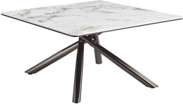 Coaster® Carvell Mirage White Coffee Table with Black Nickel Base-2