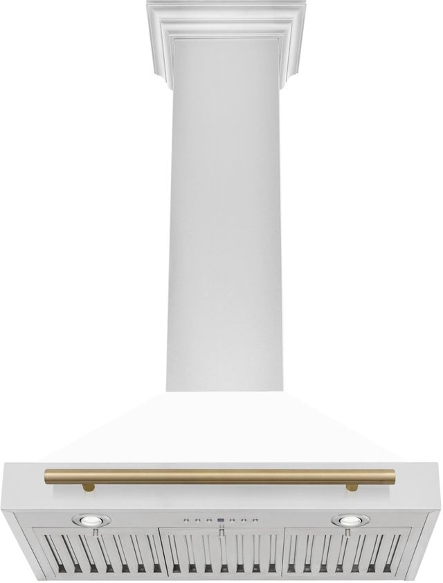 ZLINE 30" Autograph Edition White Matte Wall Mounted Range Hood-3