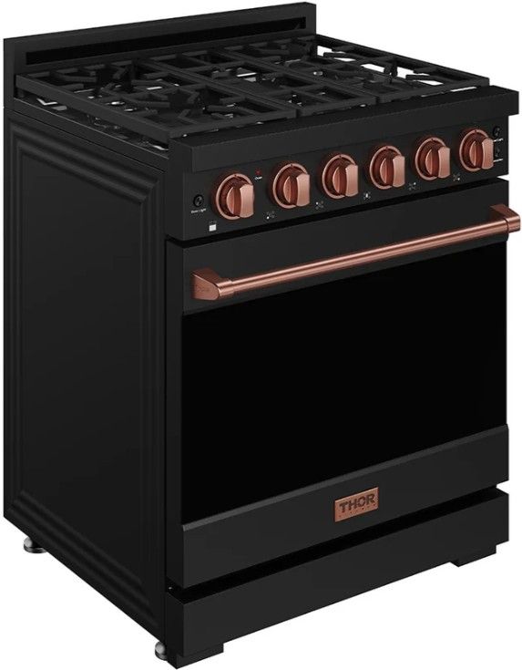 Thor Kitchen Gordon Ramsay Collection 30" Black Pro Style Gas Range with Precision Knob Control and Rose Gold Trim-2