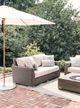 Sunset West Coronado Driftwood Resin Wicker Outdoor Loveseat with Canvas Flax Cushion-4
