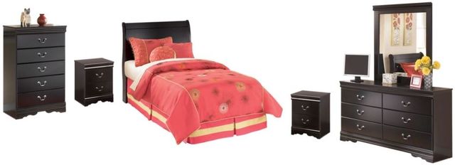 Signature Design by Ashley® Huey Vineyard 5-Piece Black Twin Sleigh Headboard Set-0