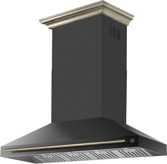 FORNO® Aria Series Alta Qualita 60" Black Wall Mounted Range Hood  -3