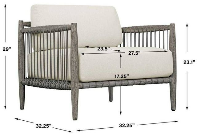 Uttermost® Borneo Dark Gray/Oyster White Wooden Outdoor Lounge Chair with Cushion-2