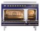 Ilve® Nostalgie II Noblesse 48'' Midnight Blue Pro Style Induction Range with Brass Trim-1