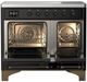 Ilve® Majestic III 40" Glossy Black Pro Style Induction Range with Solid Door and Burnished Trim-1