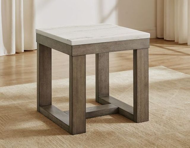Steve Silver Co. Calla White Marble Top End Table with Driftwood Base-1