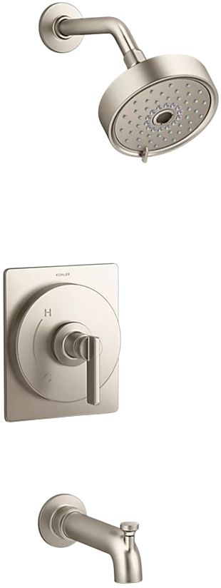 KOHLER® Castia™ by Studio McGee Rite-Temp® Vibrant Brushed Nickel 2.5 GPM Bath and Shower Trim Kit-0