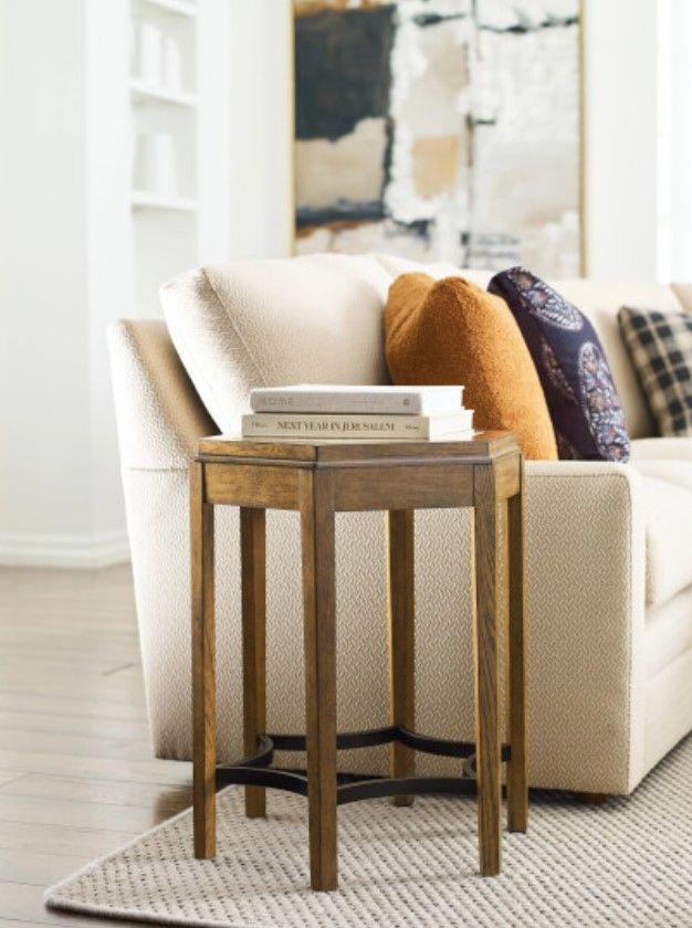 Kincaid® Brookside-Acquisitions Blond Top Chairside Table with Travertine Base-2