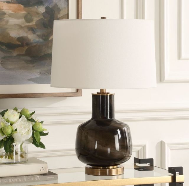 Uttermost® Buchanan Brass/Smokey Charcoal Table Lamp-1