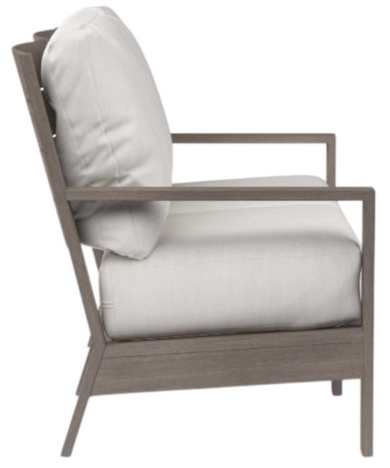 Sunset West Laguna Driftwood Aluminum Outdoor Loveseat with Canvas Flax Cushion-1