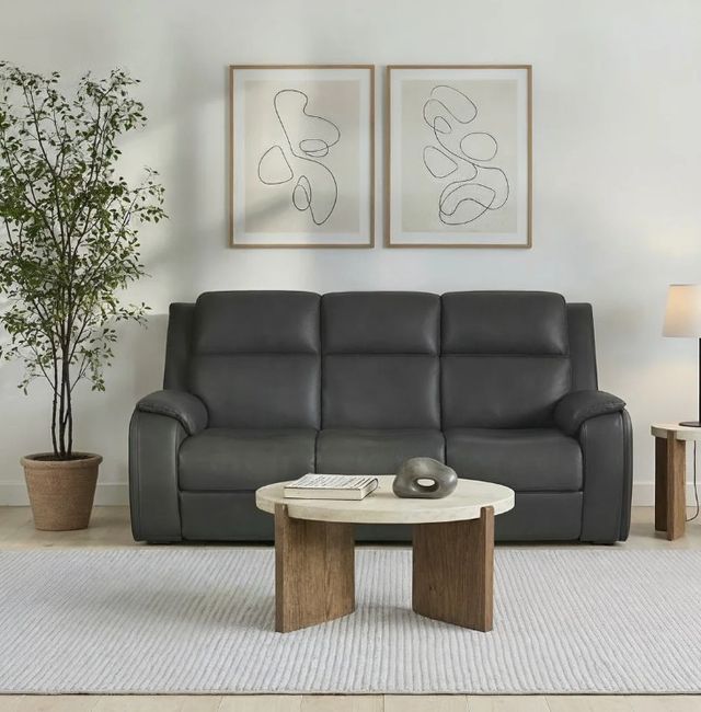 Flexsteel® Ziggy Iron Leather Power Reclining Sofa with Power Headrest and Lumbar-1