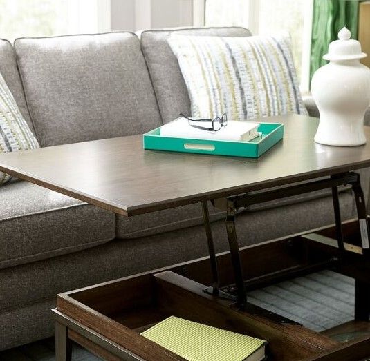 Hammary® Composite Espresso Rectangular Lift Top Coffee Table with Antique Nickel Frame-2
