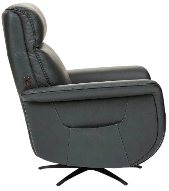 Flexsteel® Haven Harbor Leather Power Swivel Recliner with Power Headrest and Lumbar-4