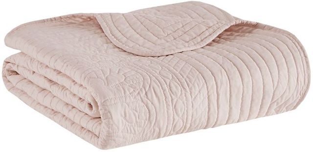 Olliix by Madison Park Tuscany Blush Oversized Quilted Throw with Scalloped Edges-1