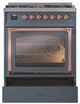Ilve® Nostalgie II Noblesse 30" Blue Gray Pro Style Dual Fuel Range with Copper Trim-3