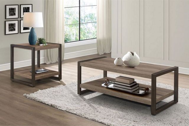 Mazin Furniture Douge Brown Coffee Table with Gunmetal Frame -2