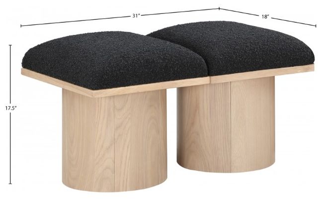 Meridian Furniture Pavilion Black/Natural 31" Modular Bench Set-2