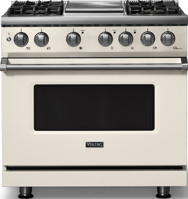 Viking® 5 Series 36" Pure White Pro Style Dual Fuel (NG) Range with Polished Chrome Trim-0