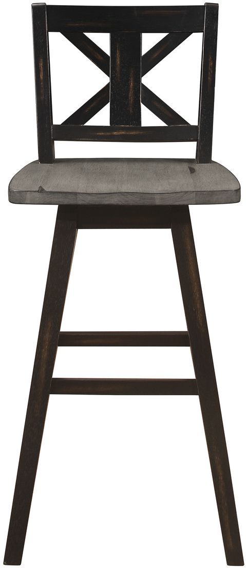 Mazin Furniture Amsonia Black/Distressed Gray Swivel Bar Chair-1