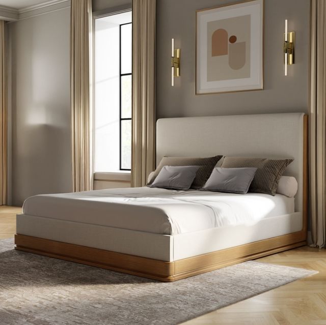 ACME Furniture Zoey Beige Upholstered Queen Panel Bed-1