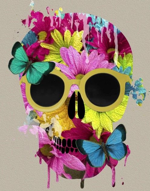 Classy Art Floral Skull by Daniela Santiago Wall Art-0