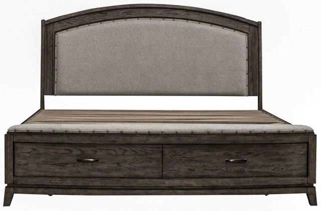 Liberty Furniture Avalon Coffee Bean/Oatmeal Upholstered Queen Panel Storage Bed-2