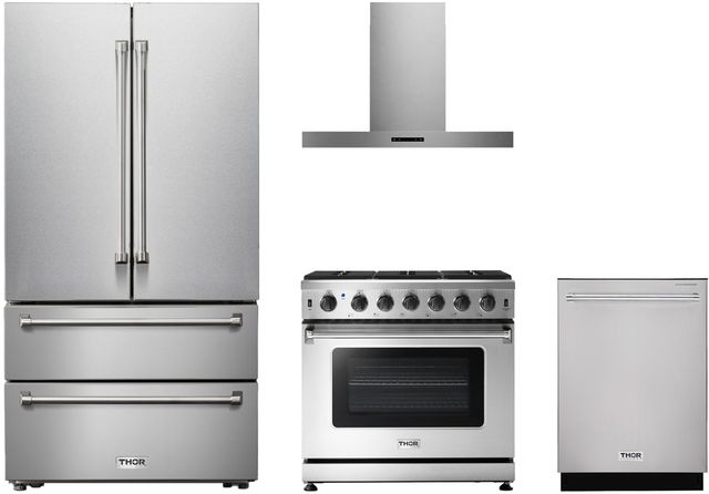 Thor Kitchen® 4 Piece Stainless Steel Gas Kitchen Package-0