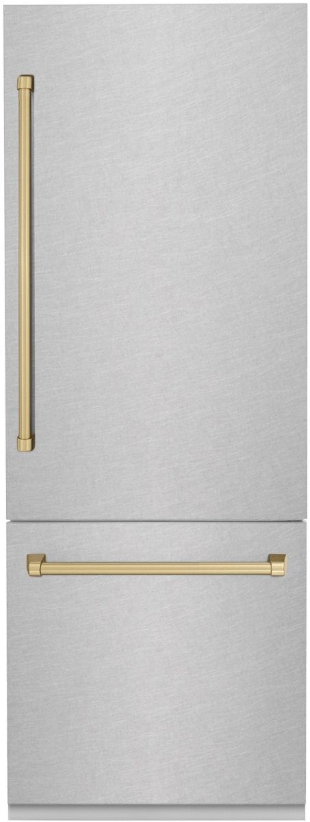 ZLINE Autograph Edition 30" 16.1 Cu. Ft. Satin Stainless Steel Built-In Bottom Freezer Refrigerator-0