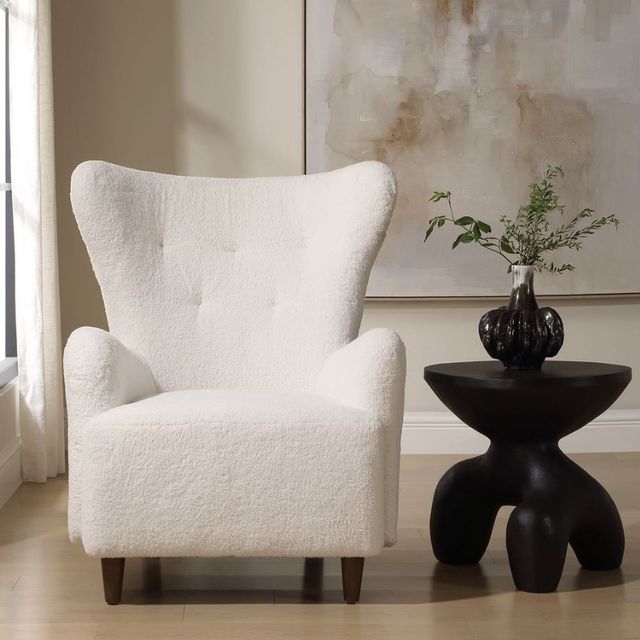 Uttermost® Ingel White Wingback Armchair-1