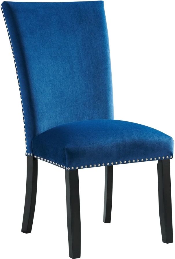 Elements International Francesca Blue Velvet Side Chair-0