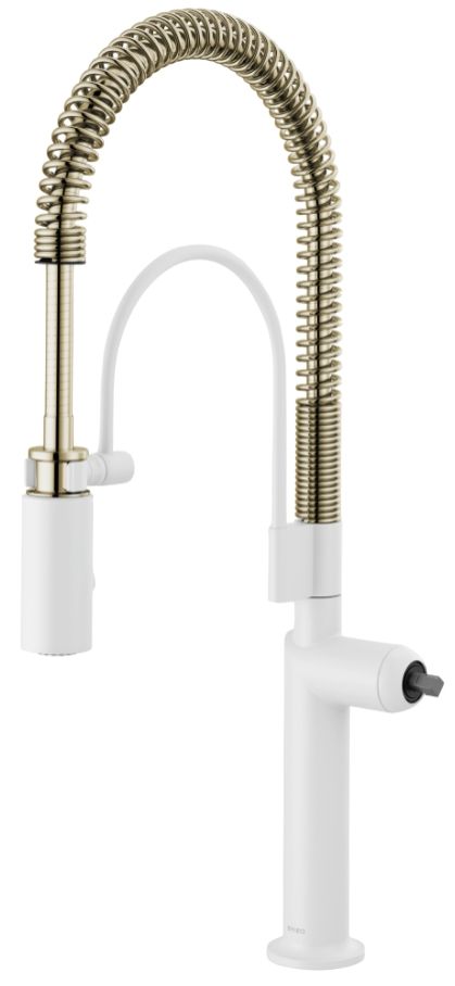 Brizo Odin® Matte Brilliance® Polished Nickel/White Semi-Professional Kitchen Faucet -0