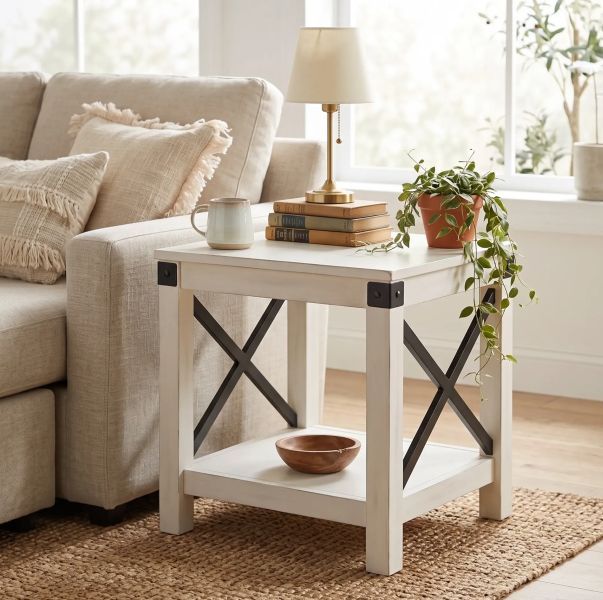 Sunny Designs™ Bayside Marble White End Table-1