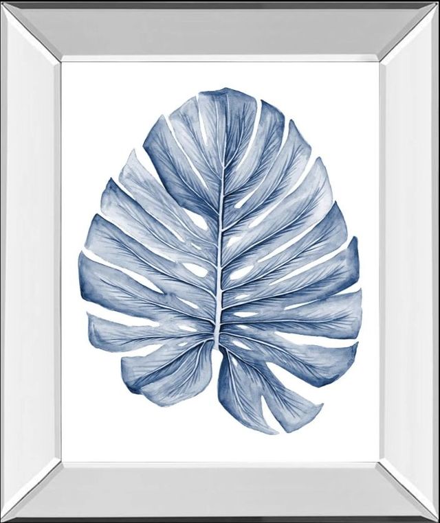 Classy Art Indigo Tropical Leaves I by Megan Meagher Mirror Framed Wall Art-0