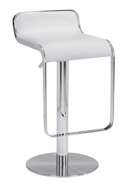 Zuo® Modern Equino White/Plated Steel Bar Stool-0