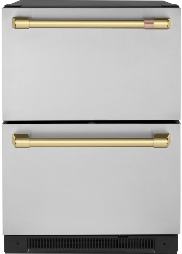 Café™ Brushed Brass Under The Counter Refrigerator Handle Kit-1