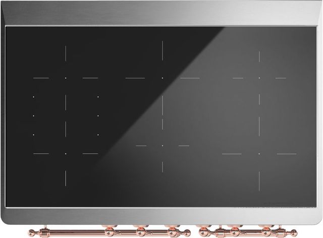 Ilve® Majestic III 40" White Pro Style Induction Range with Solid Door and Copper Trim-2